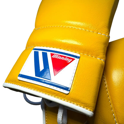 Winning Boxing Gloves MS-500 Lace-Up Type Yellow Genuine Cowhide Leather