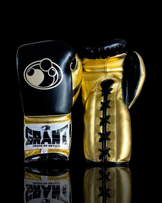Grant Boxing Gloves | Professional Lace-up | Customizable - 12oz | Black/Gold