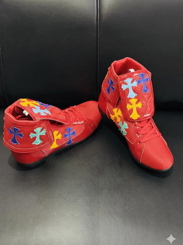 Red Chrome Heart Boxing Shoes Customized Shoes (Replica )(FULLY CUSTOMIZED)