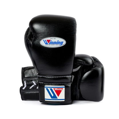 Winning Boxing Gloves MS-500 Lace-Up Type Black Genuine Cowhide Leather