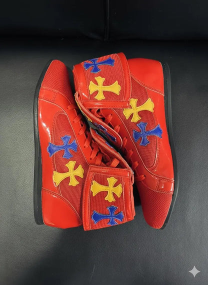 Red Chrome Heart Boxing Shoes Customized Shoes (Replica )(FULLY CUSTOMIZED)
