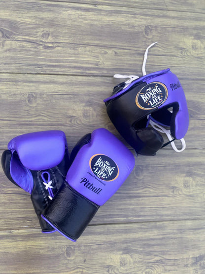 NO BOXING NO LIFE SET, NBNL Black/Purple Boxing set, No Boxing No Life Gloves Head Guard & Groin Guard