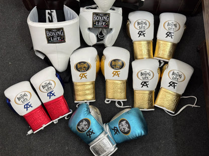 NO BOXING NO LIFE TRAINING GLOVES - White Golden | 100% Pure Leather | Best Choice for Fighters