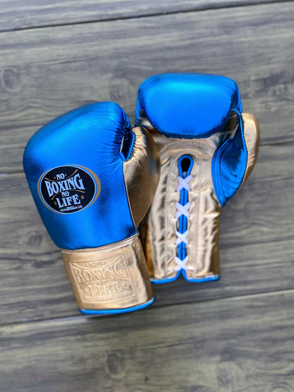 NO BOXING NO LIFE SET, NBNL Golden/Blue Boxing set, No Boxing No Life Gloves Head Guard & Groin Guard