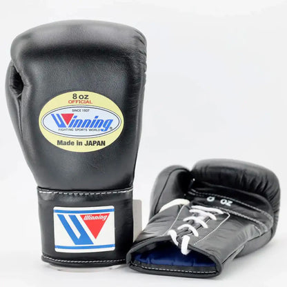 Winning Boxing Gloves Black – Japanese Logo Lace-Up