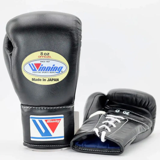 Winning Boxing Gloves Black – Japanese Logo Lace-Up