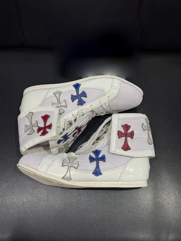 White Chrome Heart Boxing Shoes Customized Shoes (Replica )(FULLY CUSTOMIZED)