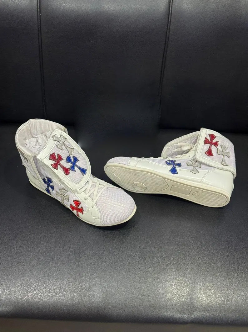 White Chrome Heart Boxing Shoes Customized Shoes (Replica )(FULLY CUSTOMIZED)