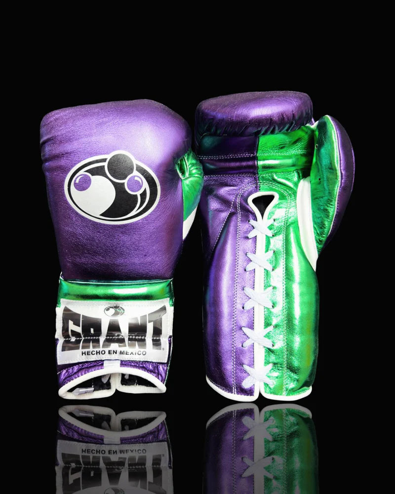 Grant Boxing Gloves | Professional Lace-up | Customizable - 12oz | Purple/Green