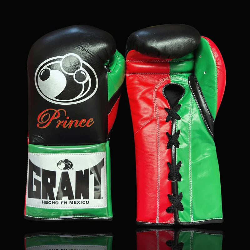 Grant Boxing Gloves | Professional Lace-up | Customizable - Fight-Grade Padding | Black/Red/Green
