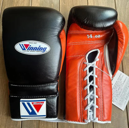 Winning Boxing Gloves Black/Orange – Lace-Up