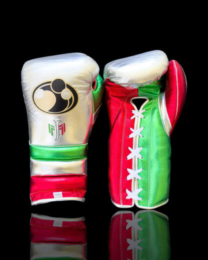 Grant Boxing Gloves | Professional Lace-up | Customizable - Premium Comfort | Silver/Red/Green