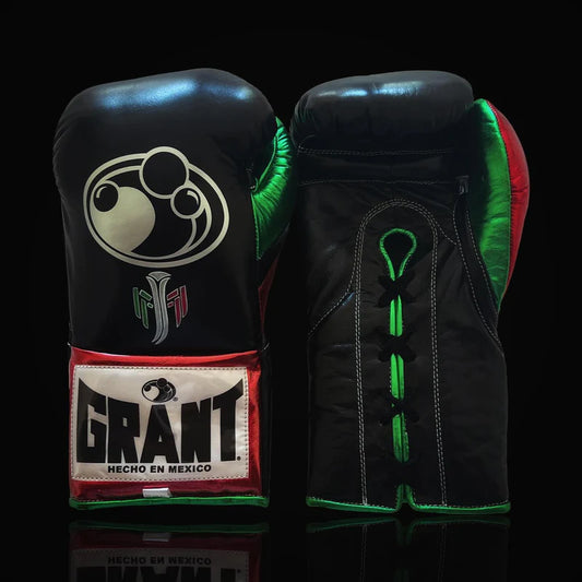 Grant Boxing Gloves | Professional Lace-up | Customizable - 16oz | Black/Green/Red
