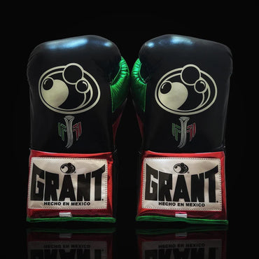 Grant Boxing Gloves | Professional Lace-up | Customizable - 16oz | Black/Green/Red
