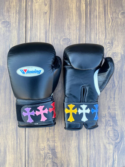 Winning Boxing Gloves Black – Chrome Heart Style Velcro