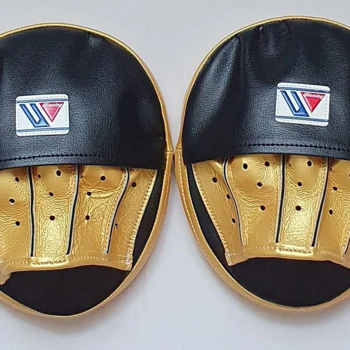 Winning Professional Boxing Punching Mitts - Customizable - Focus Training Mitts - Black/Gold