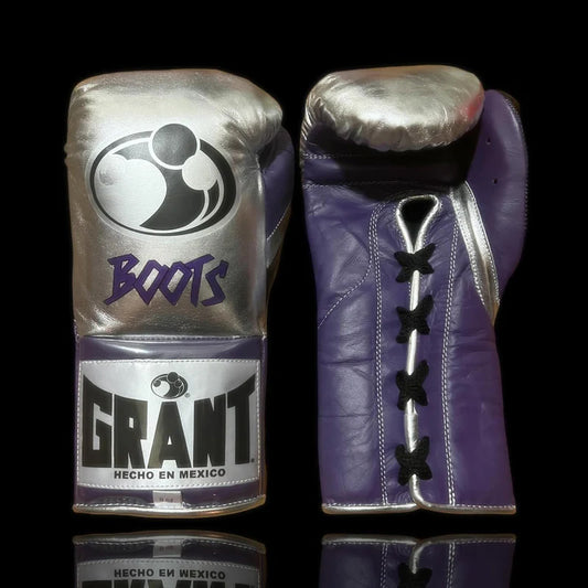 Grant Boxing Gloves | Professional Lace-up | Customizable - 10oz | Silver/Purple