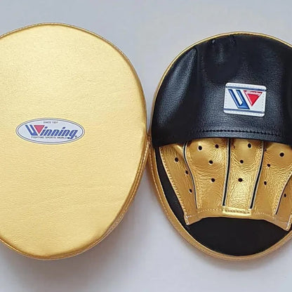 Winning Professional Boxing Punching Mitts - Customizable - Focus Training Mitts - Black/Gold