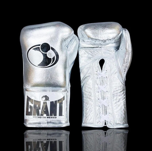Grant Boxing Gloves | Professional Lace-up | Customizable - Soft Padding| Silver