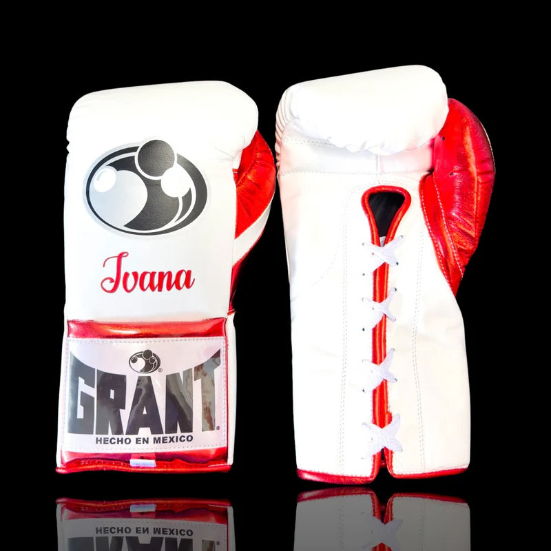 Grant Boxing Gloves | Professional Lace-up | Customizable - Handcrafted Leather | White/Red