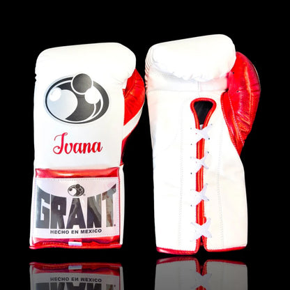 Grant Boxing Gloves | Professional Lace-up | Customizable - Handcrafted Leather | White/Red