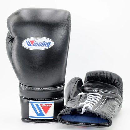 Winning Boxing Gloves Black – Lace-Up