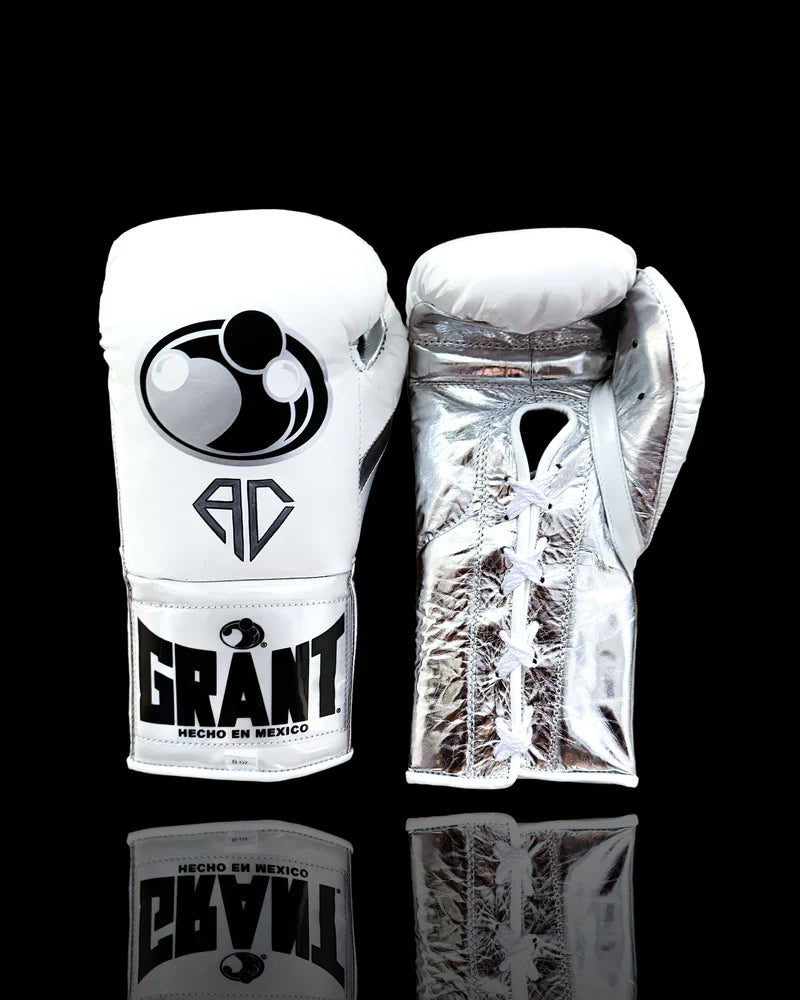 Grant Boxing Gloves | Professional Lace-up | Customizable - Premium Leather | White/Silver