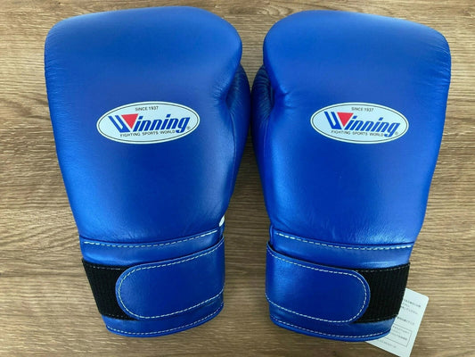 Blue Winning Boxing Gloves MS-400B Tape Pro Type Leather, Boxing Sparring & Training Gloves