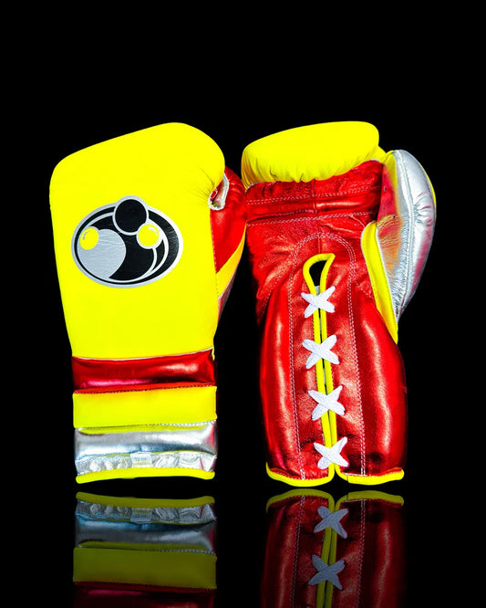 Grant Boxing Gloves | Professional Lace-up | Customizable - Premium Comfort | Yellow/Red/Silver -GC