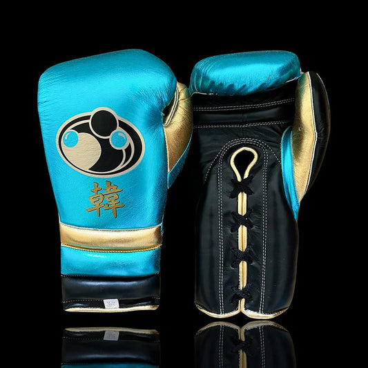 Grant Boxing Gloves | Professional Lace-up | Customizable - 16oz | Blue/Black/Gold