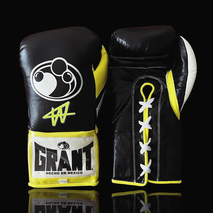 Grant Boxing Gloves | Professional Lace-up | Customizable - Pro Comfort Fit | Black/Yellow