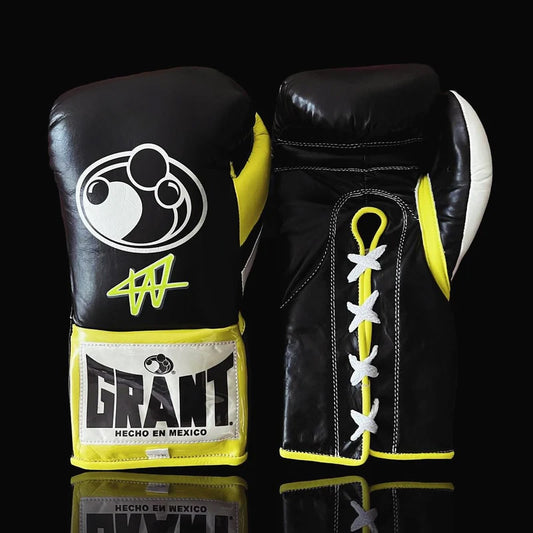 Grant Boxing Gloves | Professional Lace-up | Customizable - Pro Comfort Fit | Black/Yellow