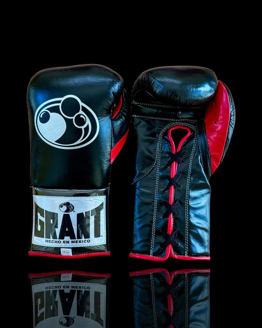 Grant Boxing Gloves | Professional Lace-up | Customizable - 16oz | Black/Red