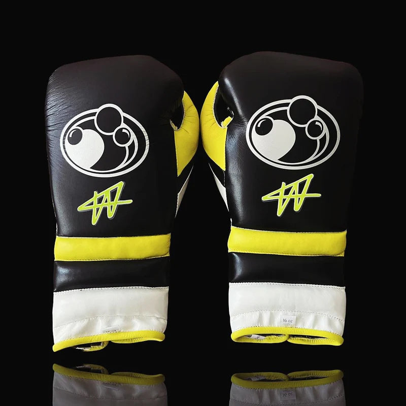 Grant Boxing Gloves | Professional Lace-up | Customizable - Pro Comfort Fit | Black/Yellow