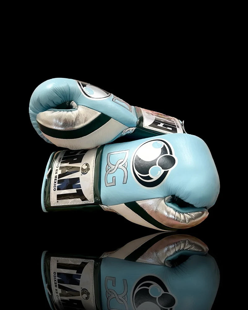 Grant Boxing Gloves | Professional Lace-up | Customizable - Premium Leather | Blue/Green/White -GC
