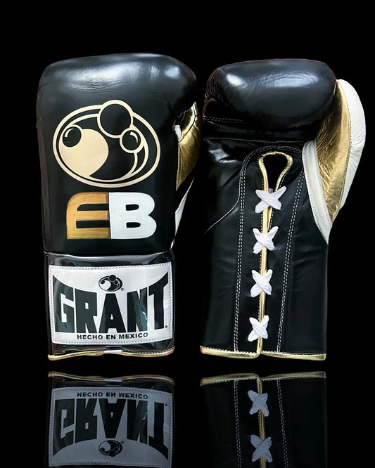 Grant Boxing Gloves | Professional Lace-up | Customizable - Soft Padding | Black/Gold/White