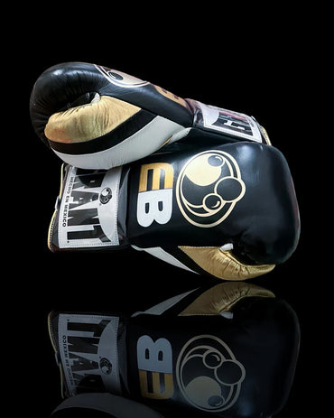Grant Boxing Gloves | Professional Lace-up | Customizable - Soft Padding | Black/Gold/White