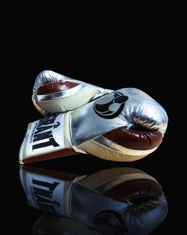 Grant Boxing Gloves | Professional Lace-up | Customizable - Fight-Grade Padding | Silver/Brown