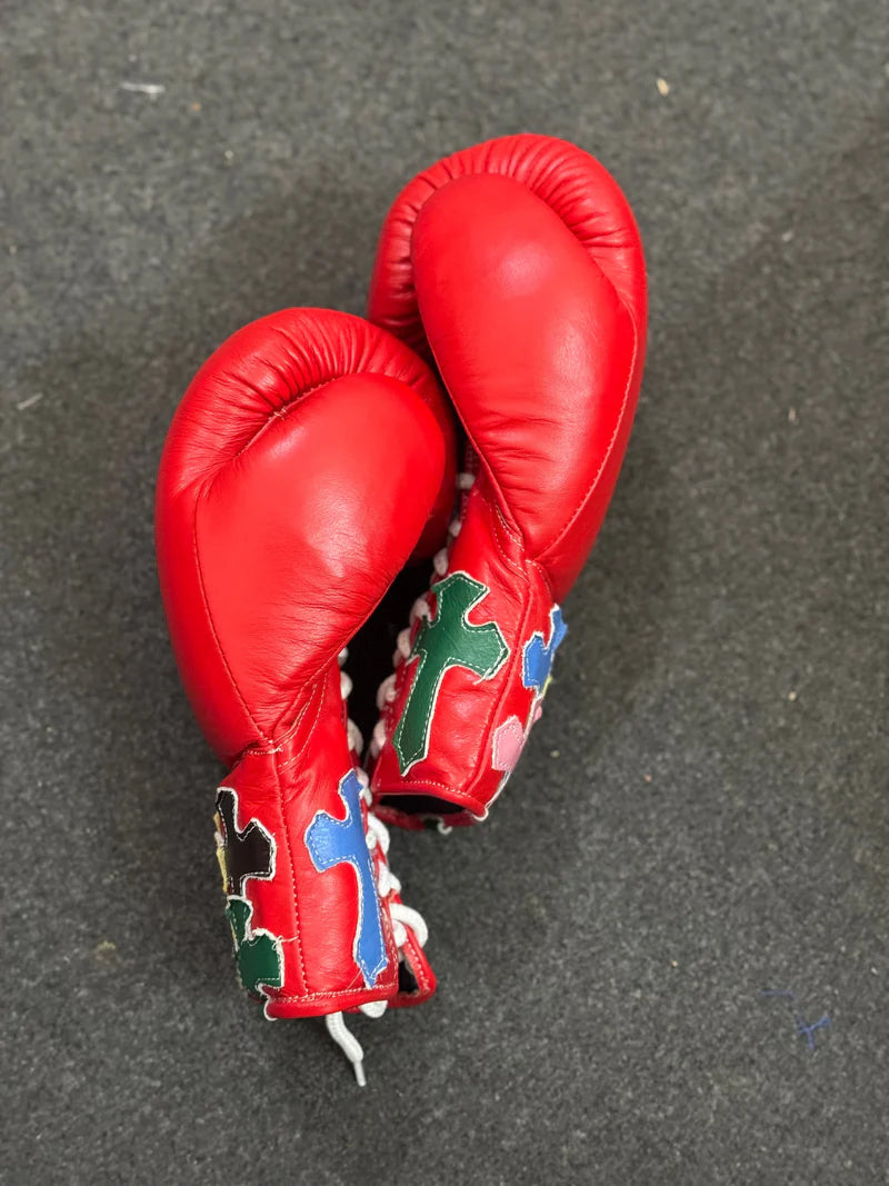 Winning Boxing Gloves Red – Japanese Logo Chrome Heart Style Lace-Up