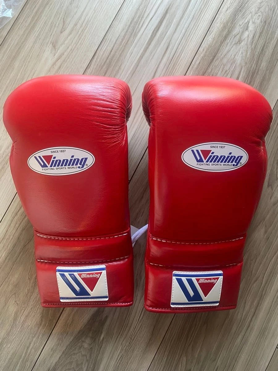 Winning Boxing Gloves MS-500 Lace-Up Type Red Genuine Cowhide Leather
