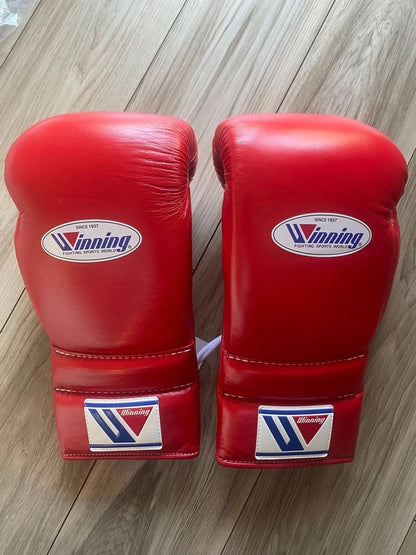Winning Boxing Gloves MS-500 Lace-Up Type Red Genuine Cowhide Leather