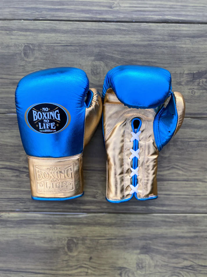 NO BOXING NO LIFE SET, NBNL Golden/Blue Boxing set, No Boxing No Life Gloves Head Guard & Groin Guard