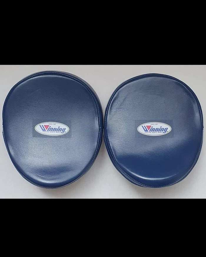 Winning Professional Boxing Punching Mitts - Customizable - Handcrafted Leather - Blue/Silver