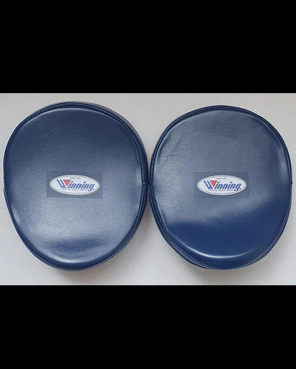 Winning Professional Boxing Punching Mitts - Customizable - Handcrafted Leather - Blue/Silver