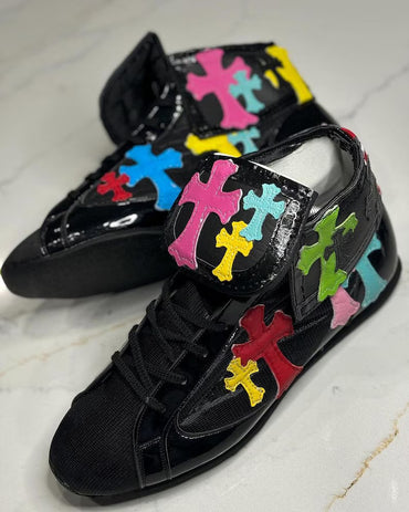 New Arrival Custom Made Chrome Heart Design Boxing Boots, Custom Men's Wrestling & Boxing Shoes, Martial Arts Kick Boxing Boots