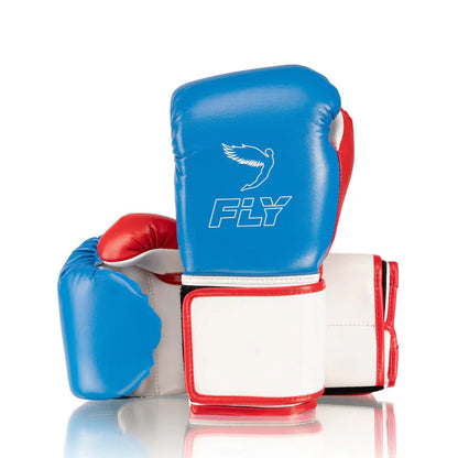 Professional Fly Boxing Set White / Blue / Red -Velcro Gloves – Elite Boxing Set for Training & Sparring