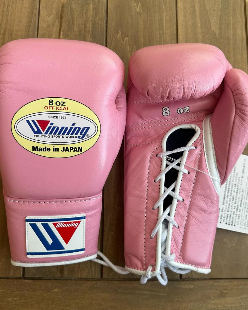 Winning Boxing Gloves Pink – Japanese Logo Lace-Up