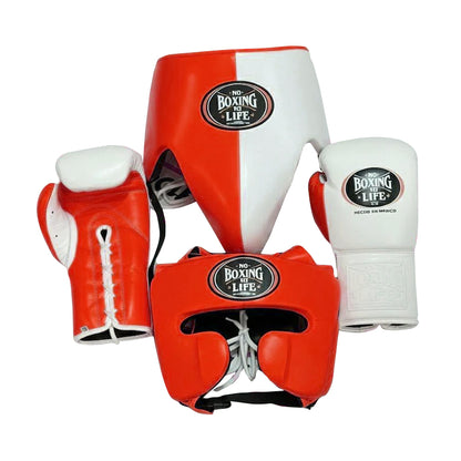 No Boxing No Life Boxing Gloves Professional Gym Training Set Red / White | Premium Training Gear | Free Shipping Worldwide