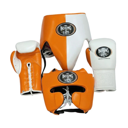 No Boxing No Life Boxing Gloves Professional Fight Gear Set Orange / White | Premium Training Gear | Free Shipping Worldwide