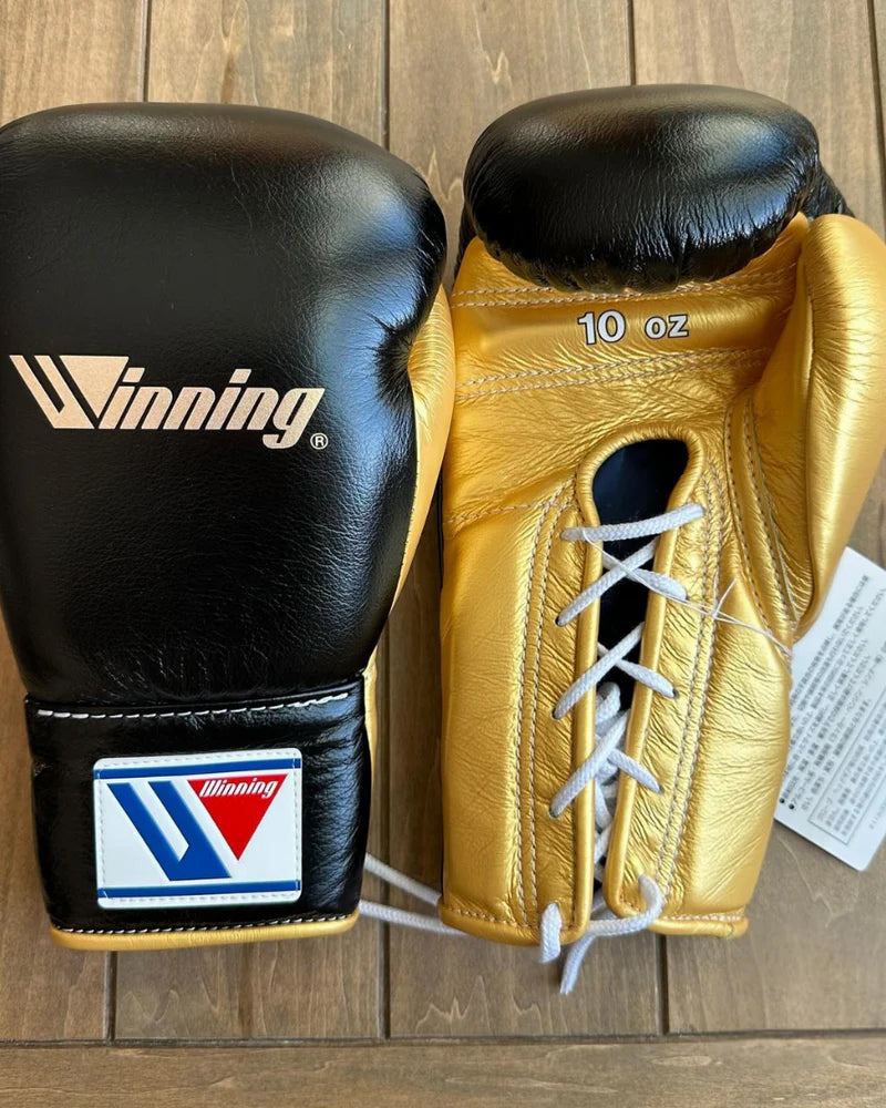 Winning Boxing Gloves Black/Gold – Lace-Up